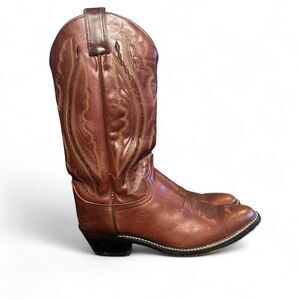 Justin Men’s Roper Cowboy Boots Brown Leather 8.5 D Made in USA, Western Riding